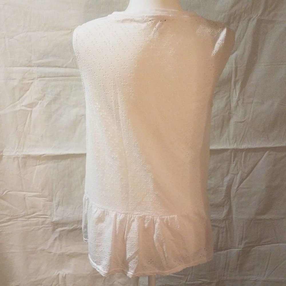 🦋 ANTHROPOLOGIE 3 Dots Eyelet Peplum Tank Top - Picture 5 of 8